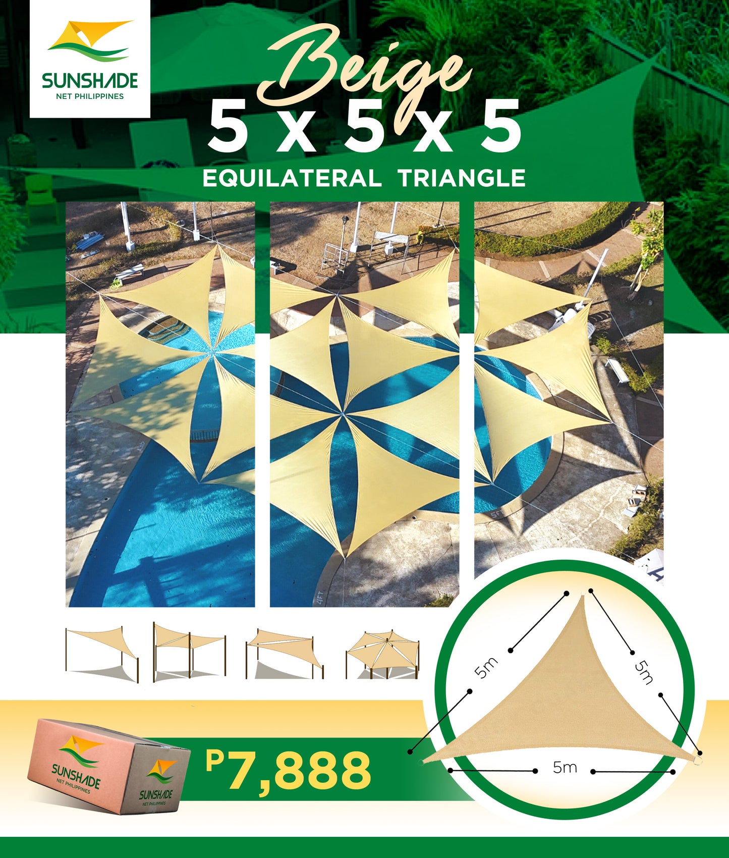 Triangular Sailshade Net 5x5x5M